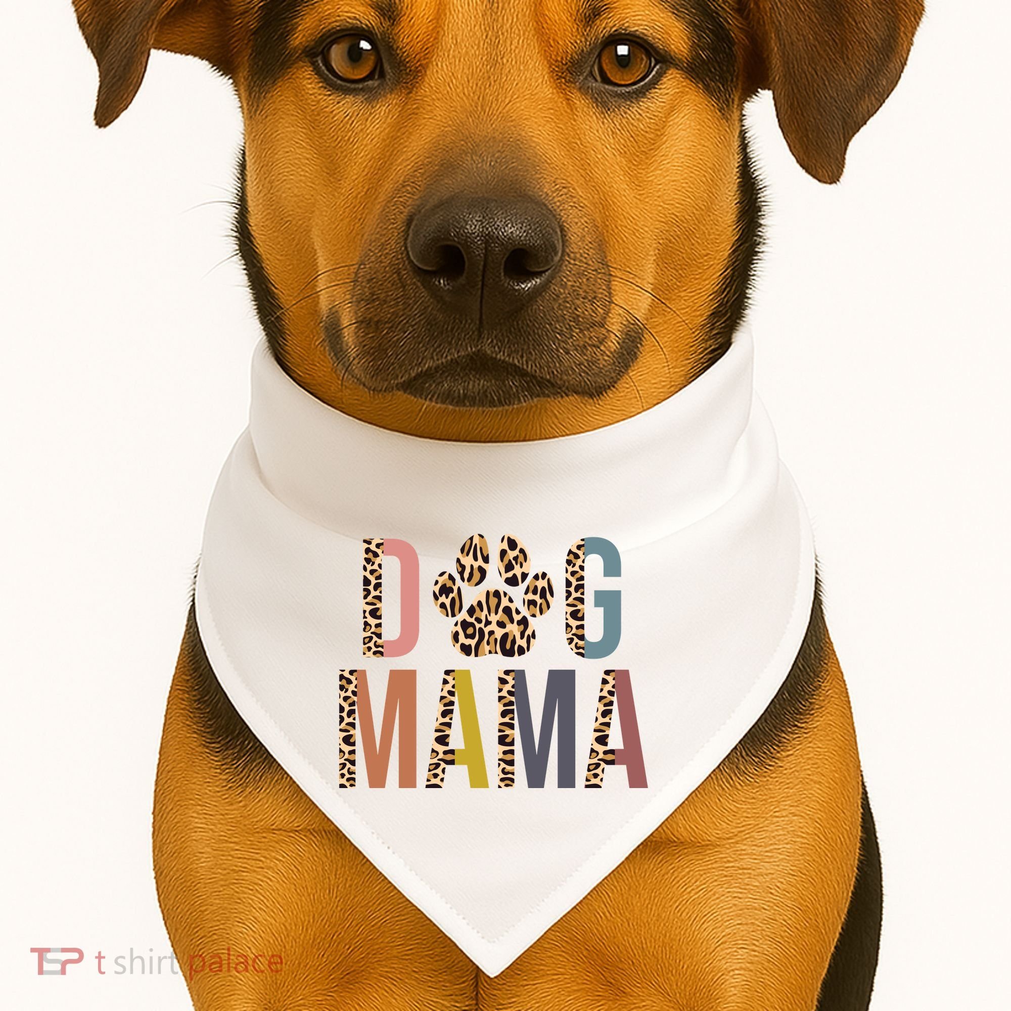 Dog Mama Leopard Paw Print USA-Made Doggie Bandana