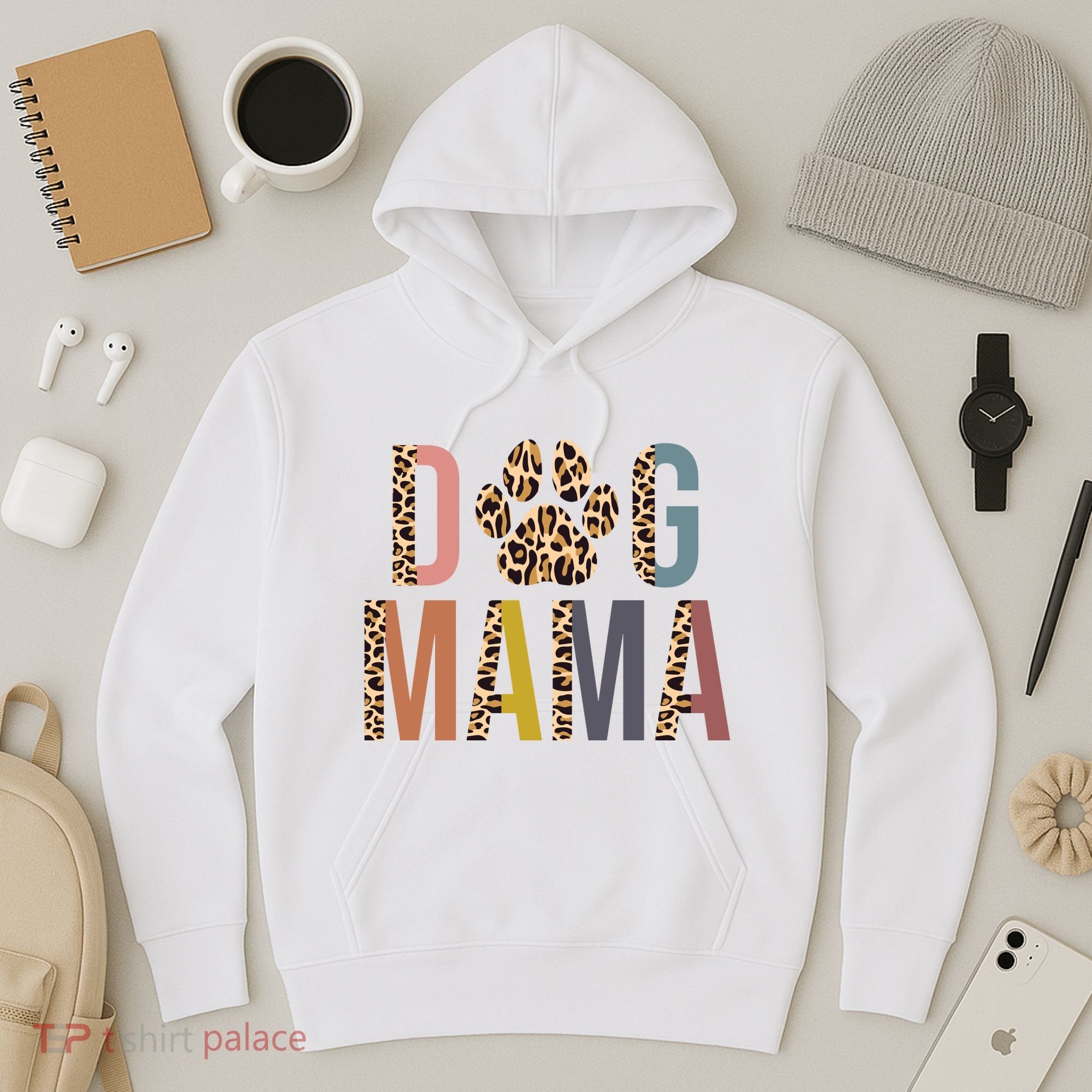 Dog Mama Leopard Paw Print Hoodie