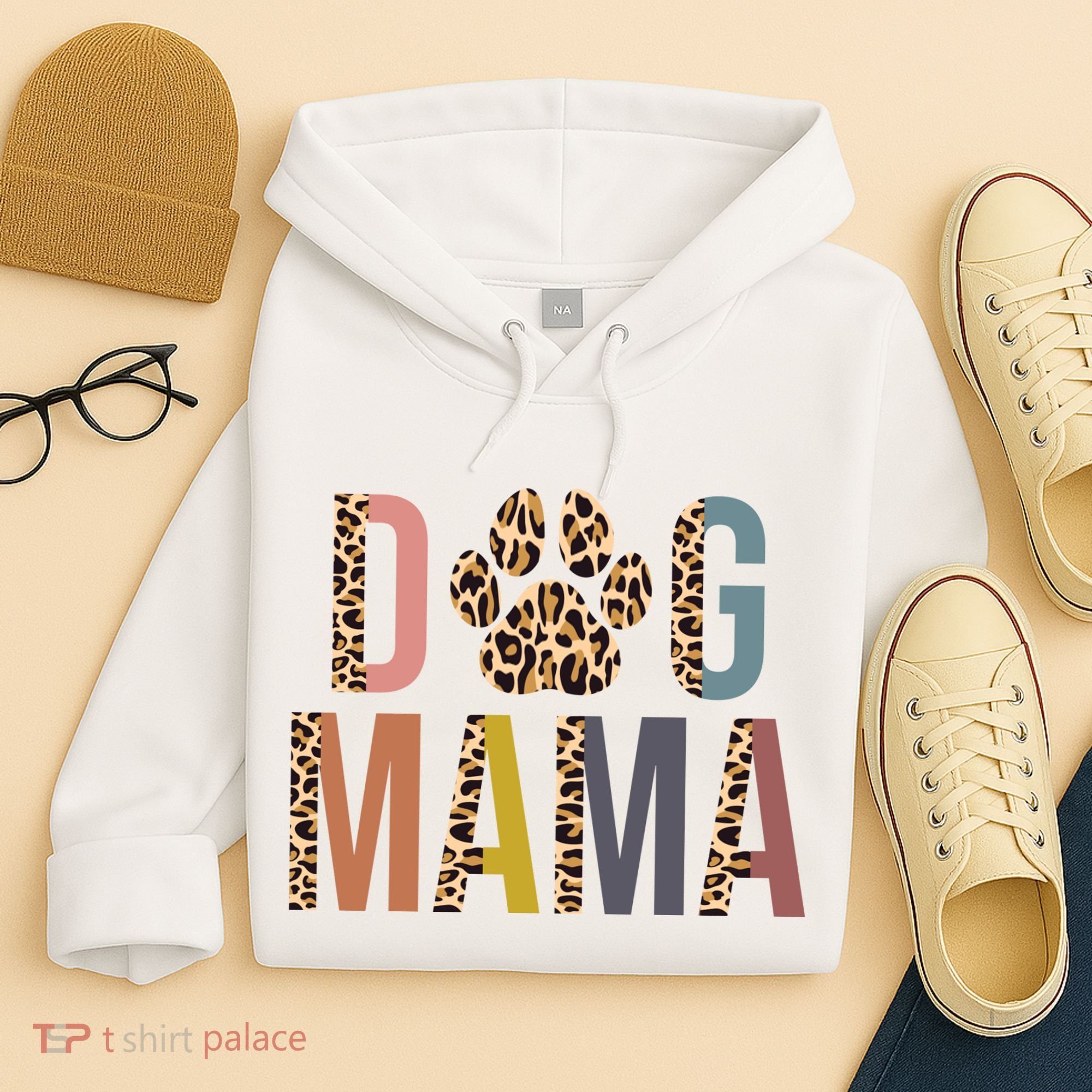 Dog Mama Leopard Paw Print Hoodie