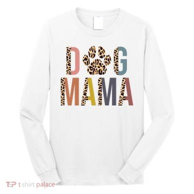 Dog Mama Leopard Paw Print Long Sleeve Shirt