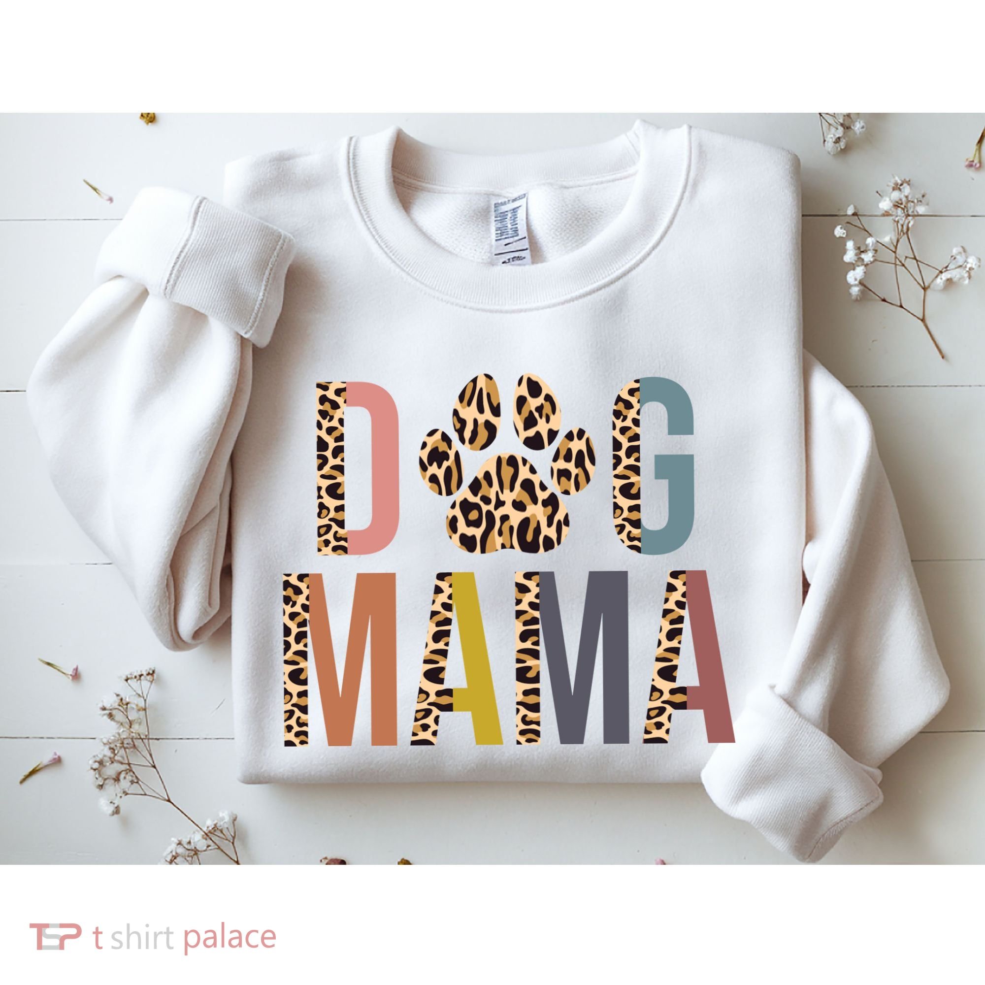 Dog Mama Leopard Paw Print Sweatshirt