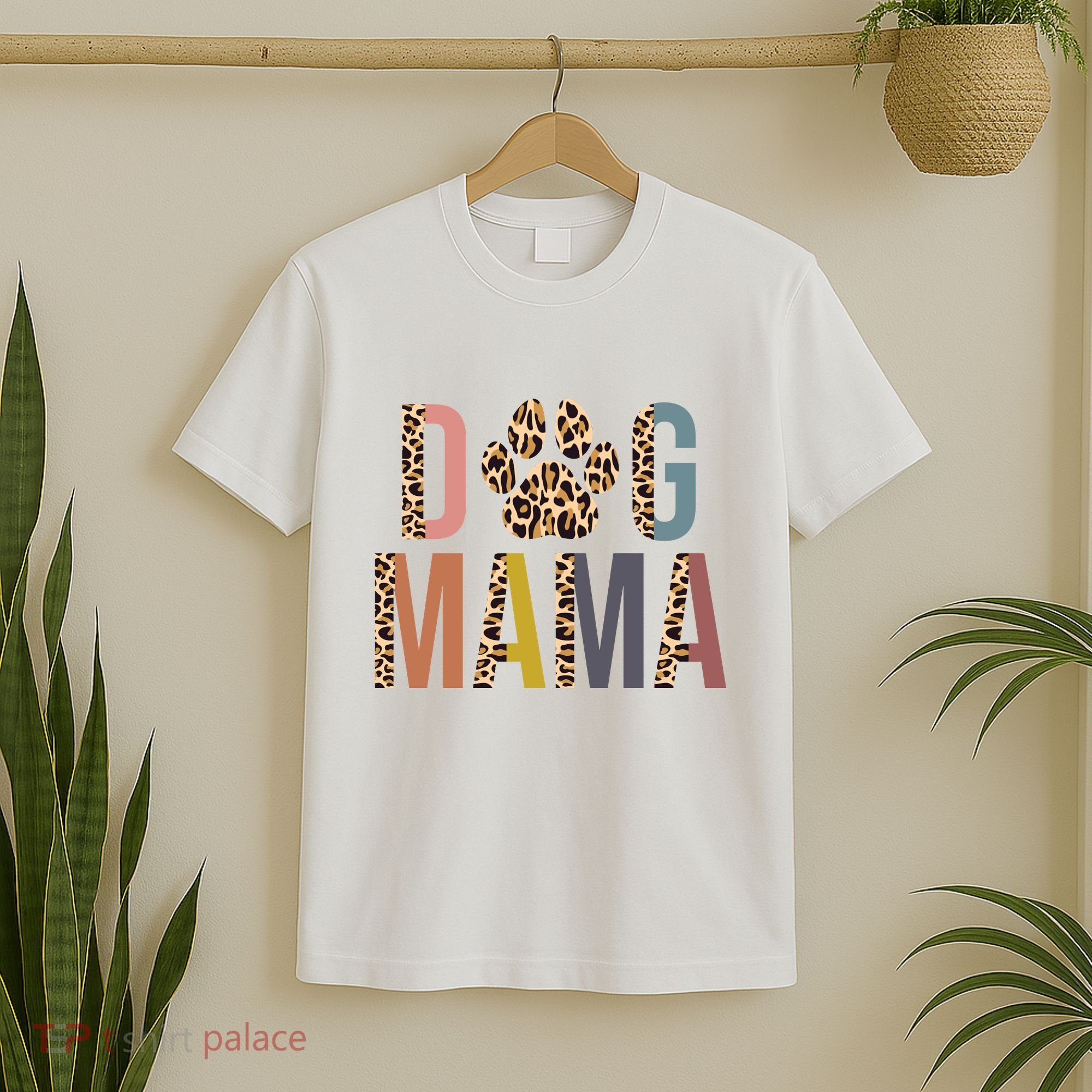 Dog Mama Leopard Paw Print T-Shirt