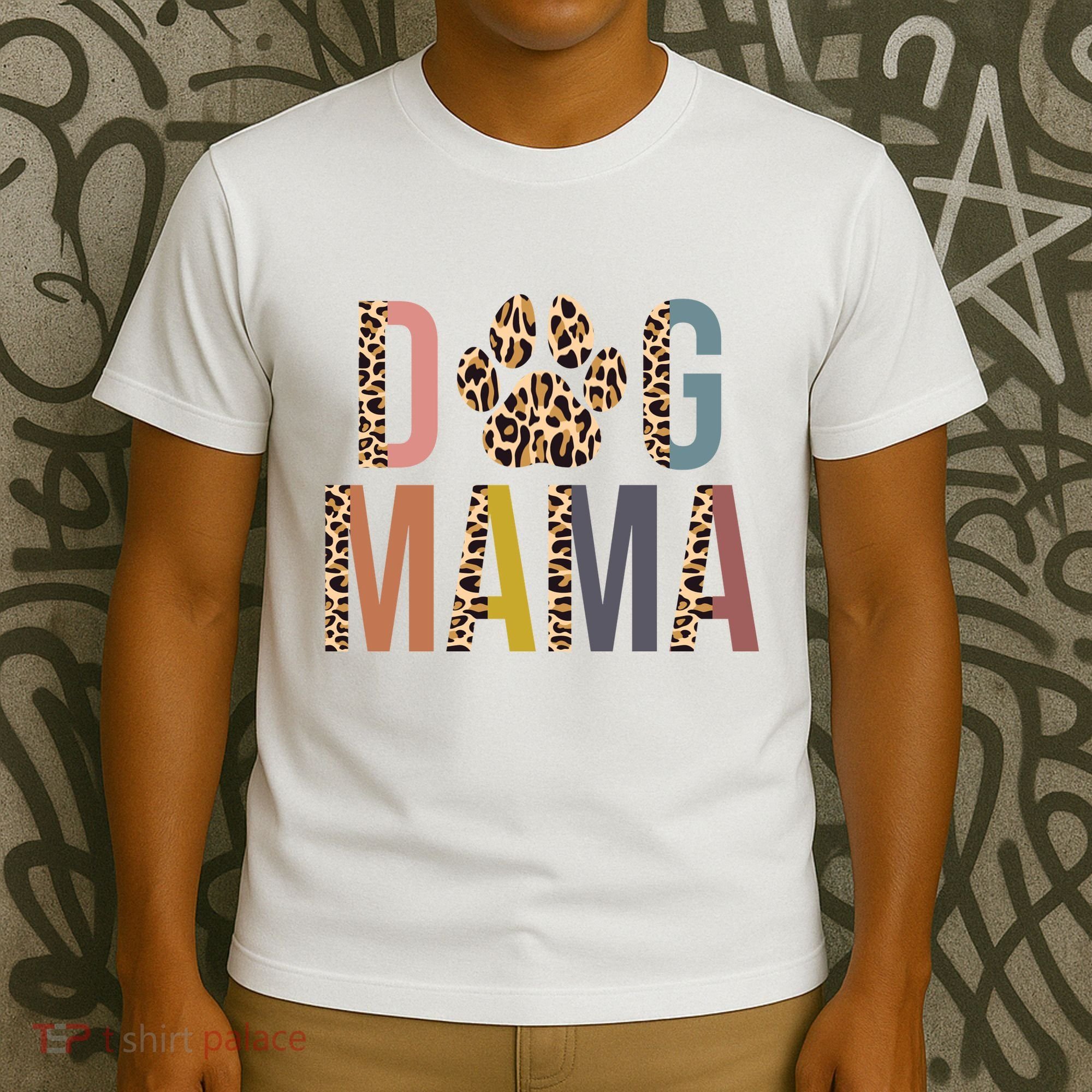 Dog Mama Leopard Paw Print T-Shirt