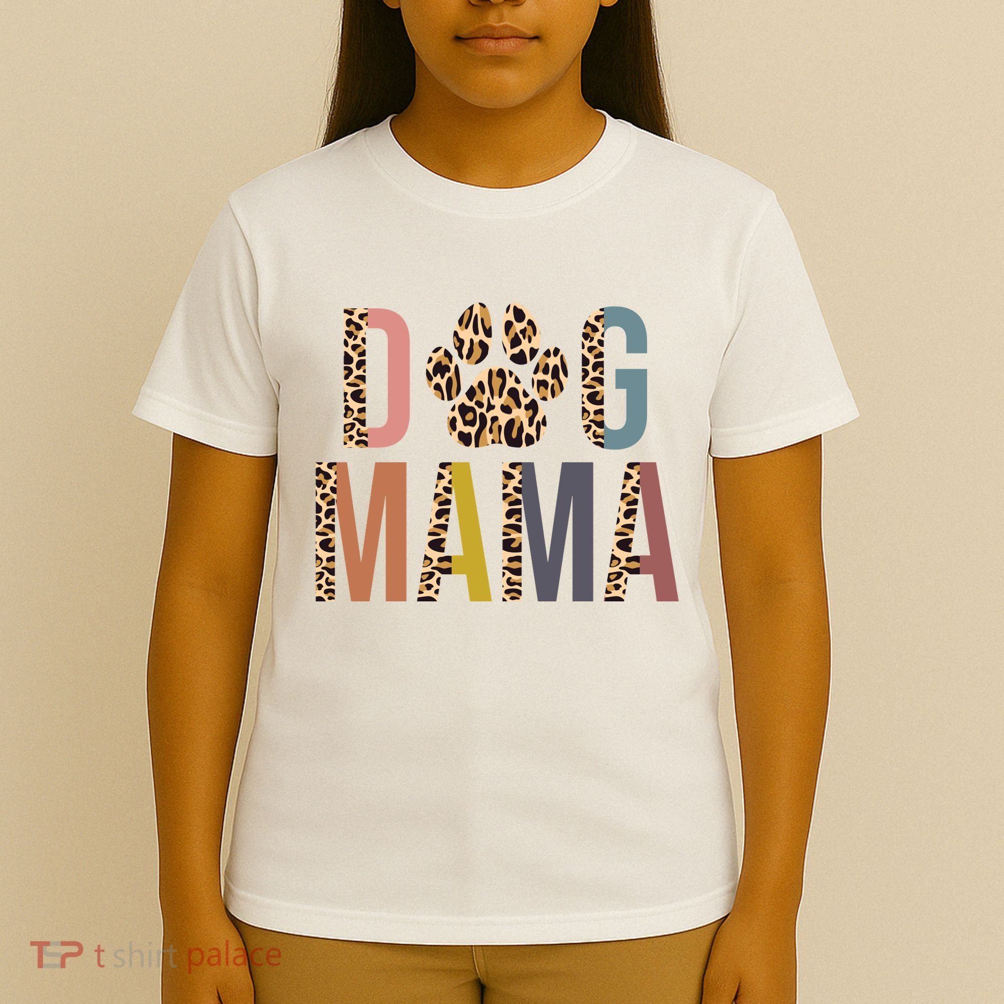 Dog Mama Leopard Paw Print T-Shirt