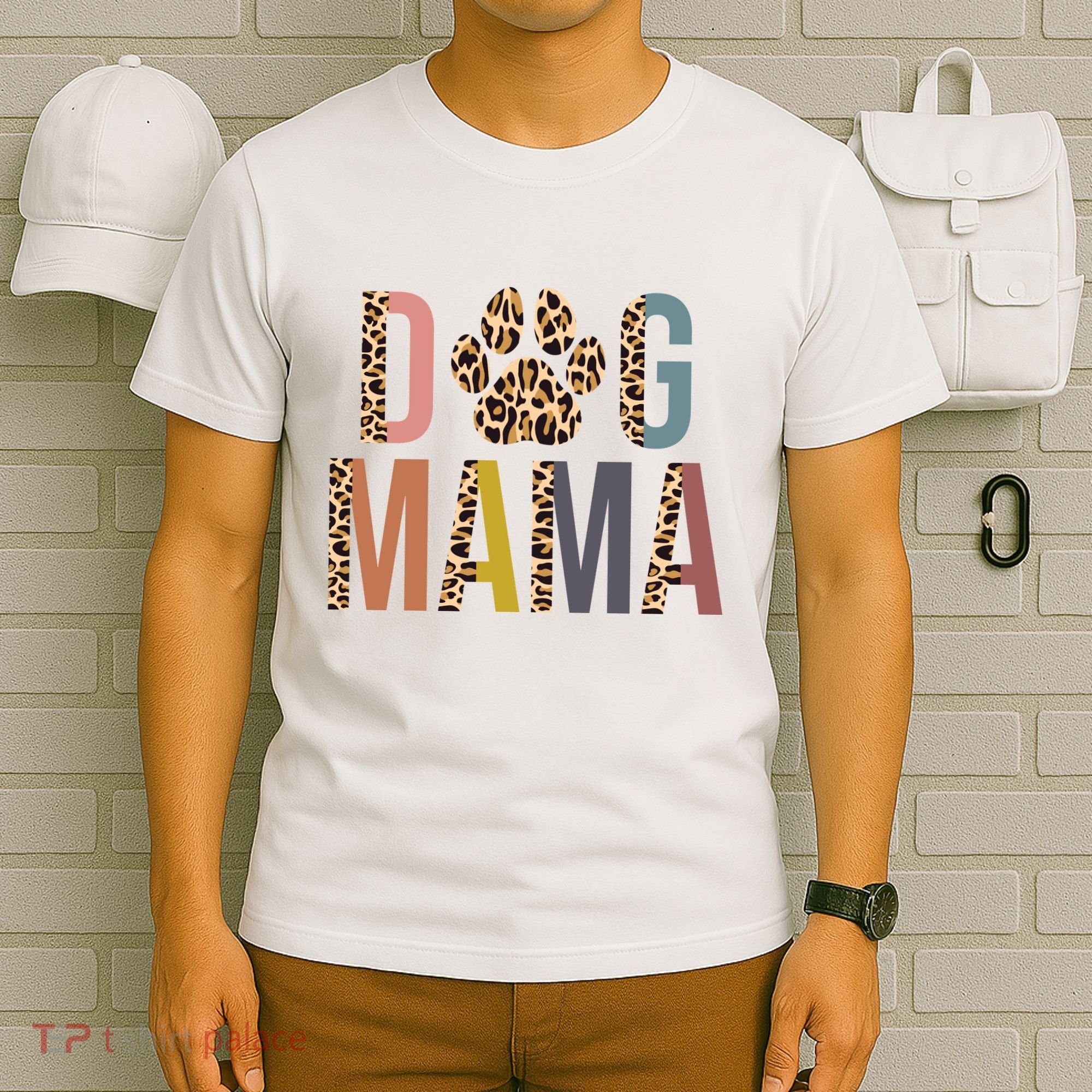 Dog Mama Leopard Paw Print T-Shirt