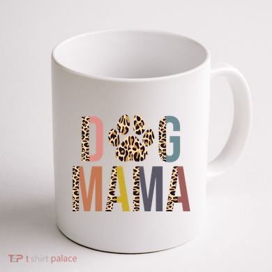 Dog Mama Leopard Paw Print Coffee Mug back