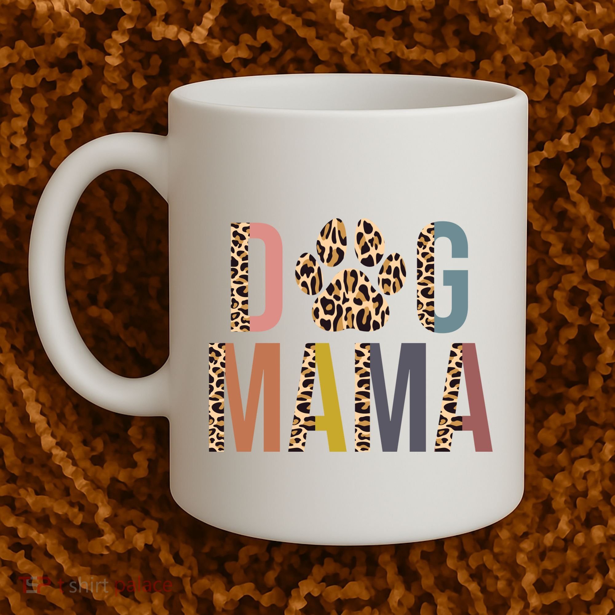 Dog Mama Leopard Paw Print Coffee Mug