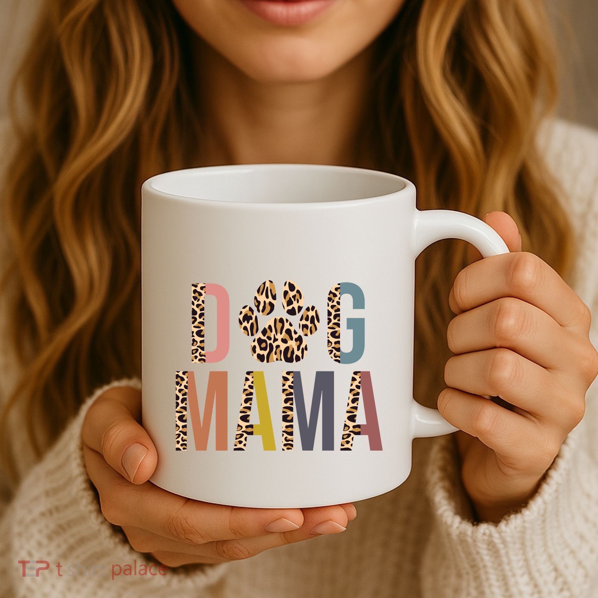 Dog Mama Leopard Paw Print Coffee Mug