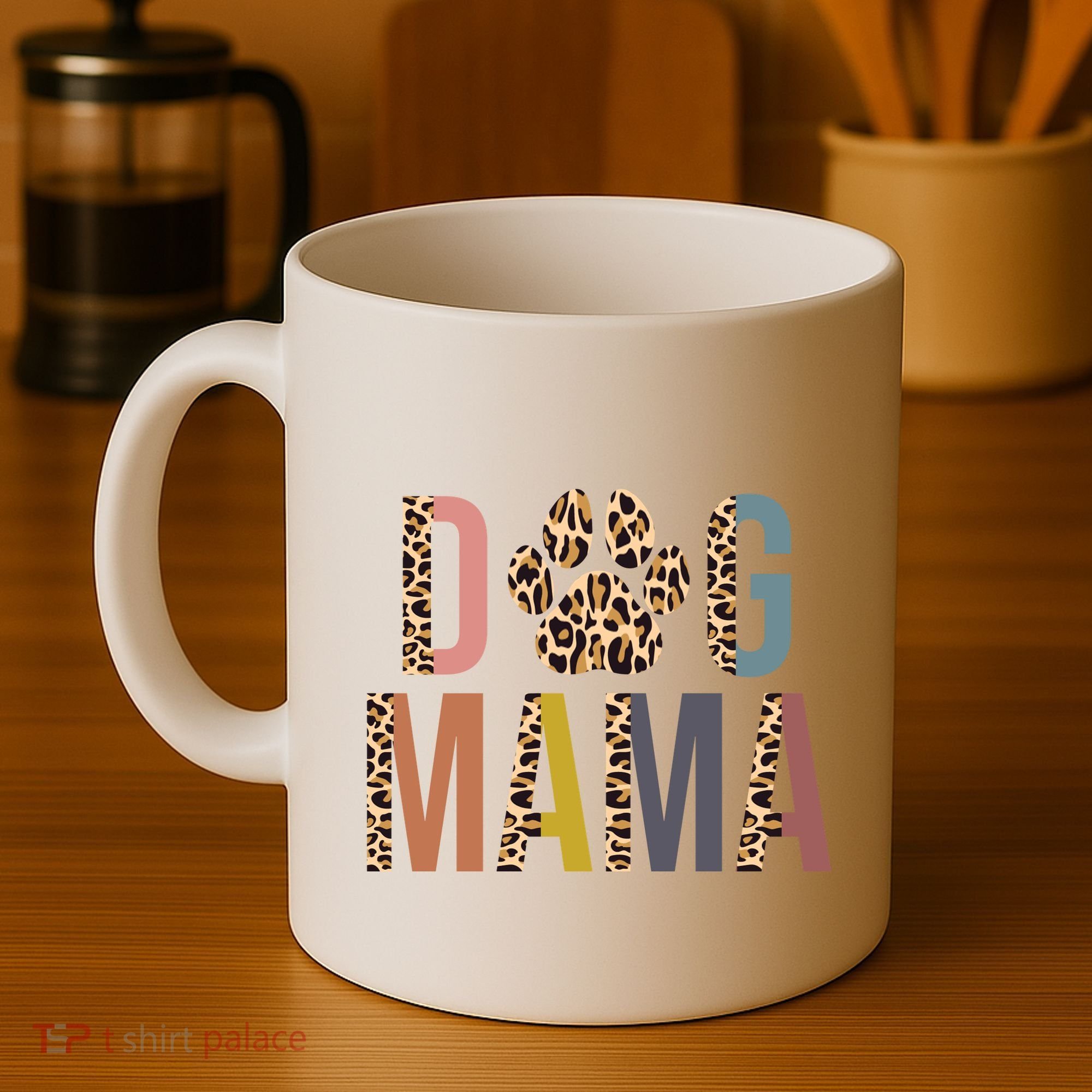 Dog Mama Leopard Paw Print Coffee Mug