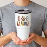 Dog Mama Leopard Paw Print Tumbler thumb 2