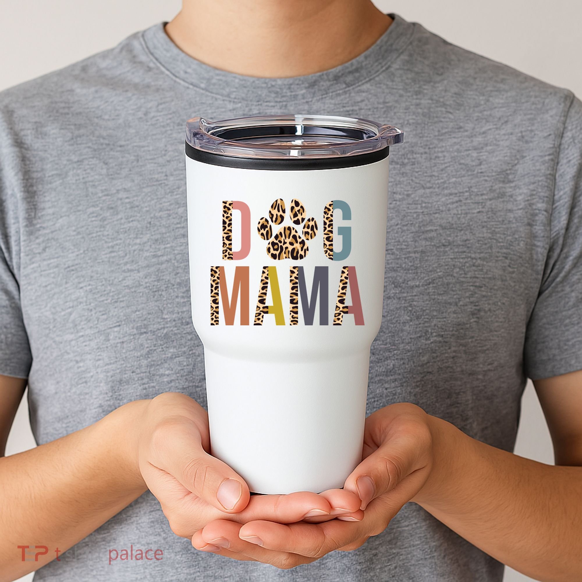 Dog Mama Leopard Paw Print Tumbler
