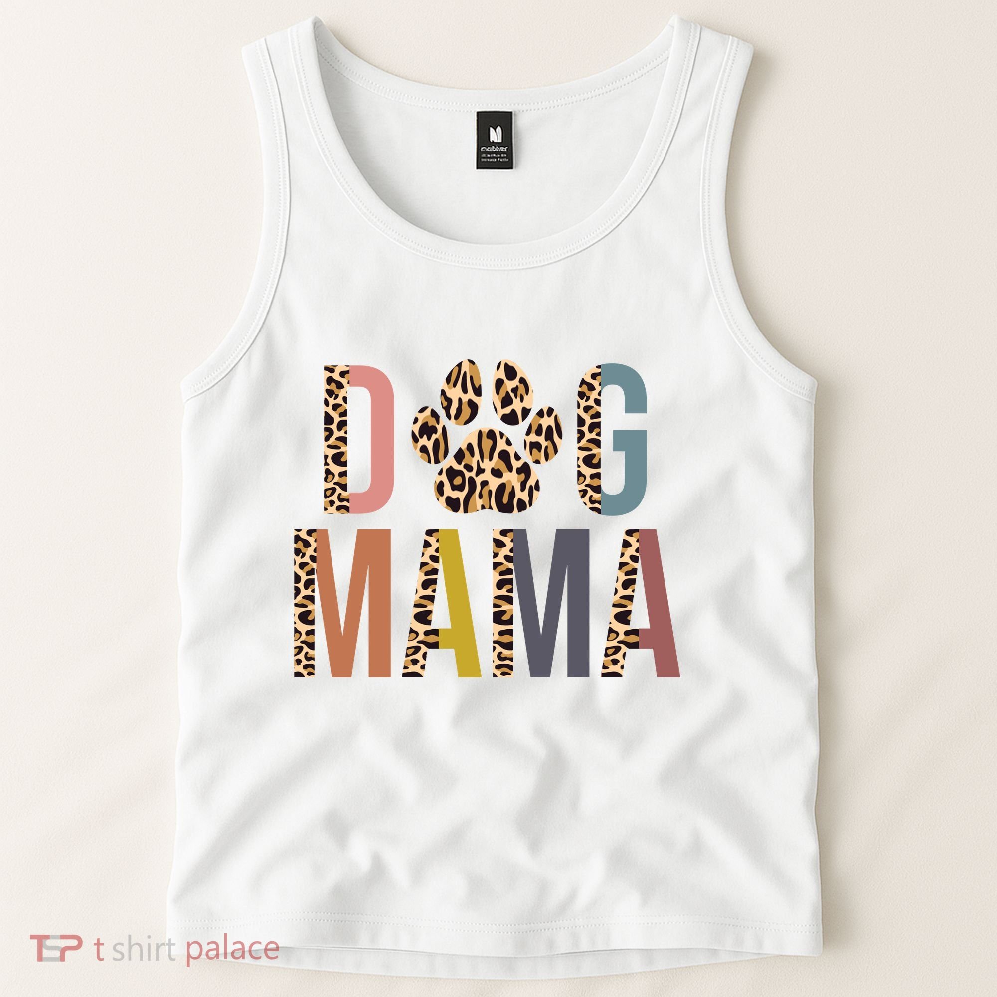 Dog Mama Leopard Paw Print Tank Top