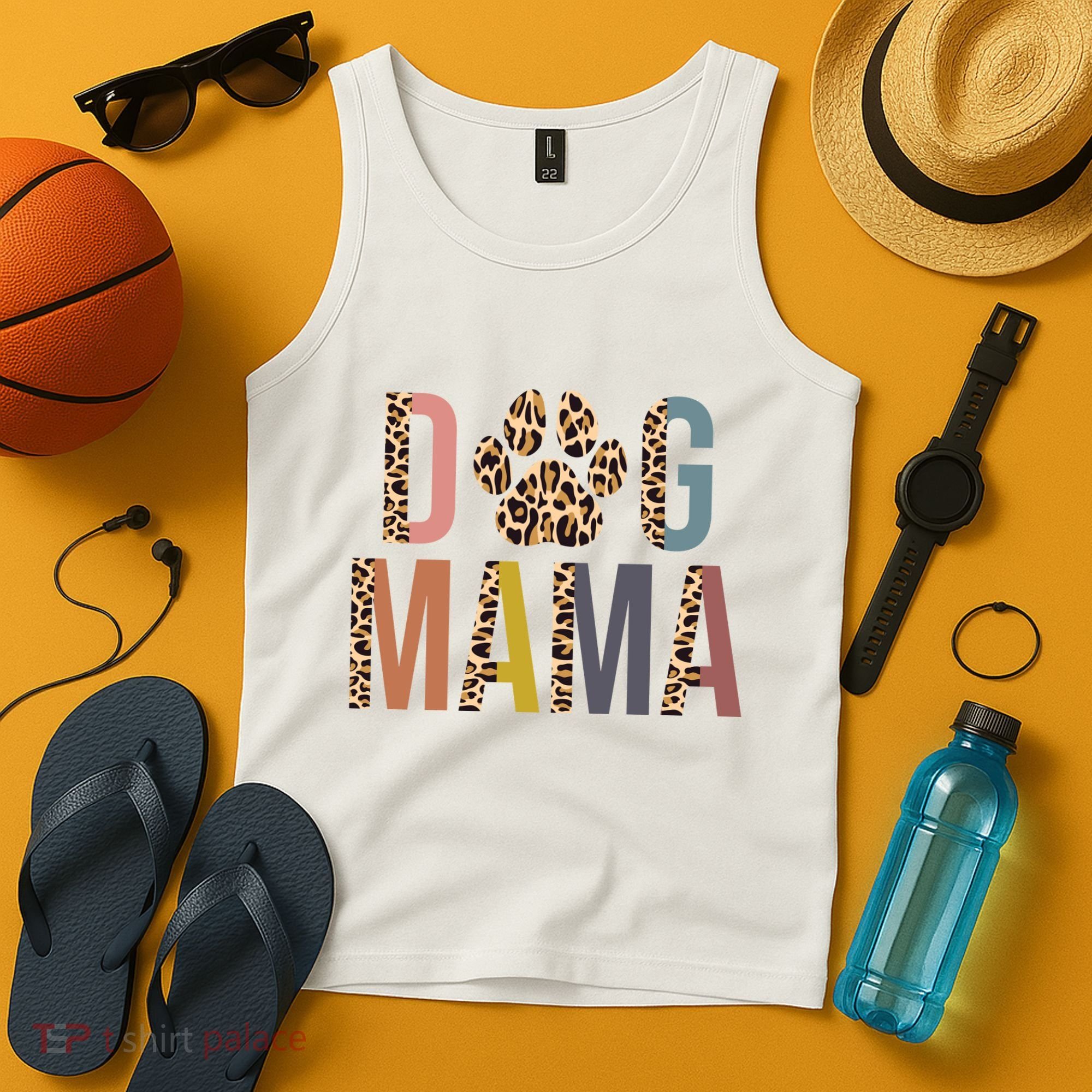 Dog Mama Leopard Paw Print Tank Top