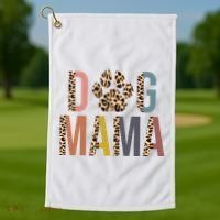 Dog Mama Leopard Paw Print Golf Towel thumb 1