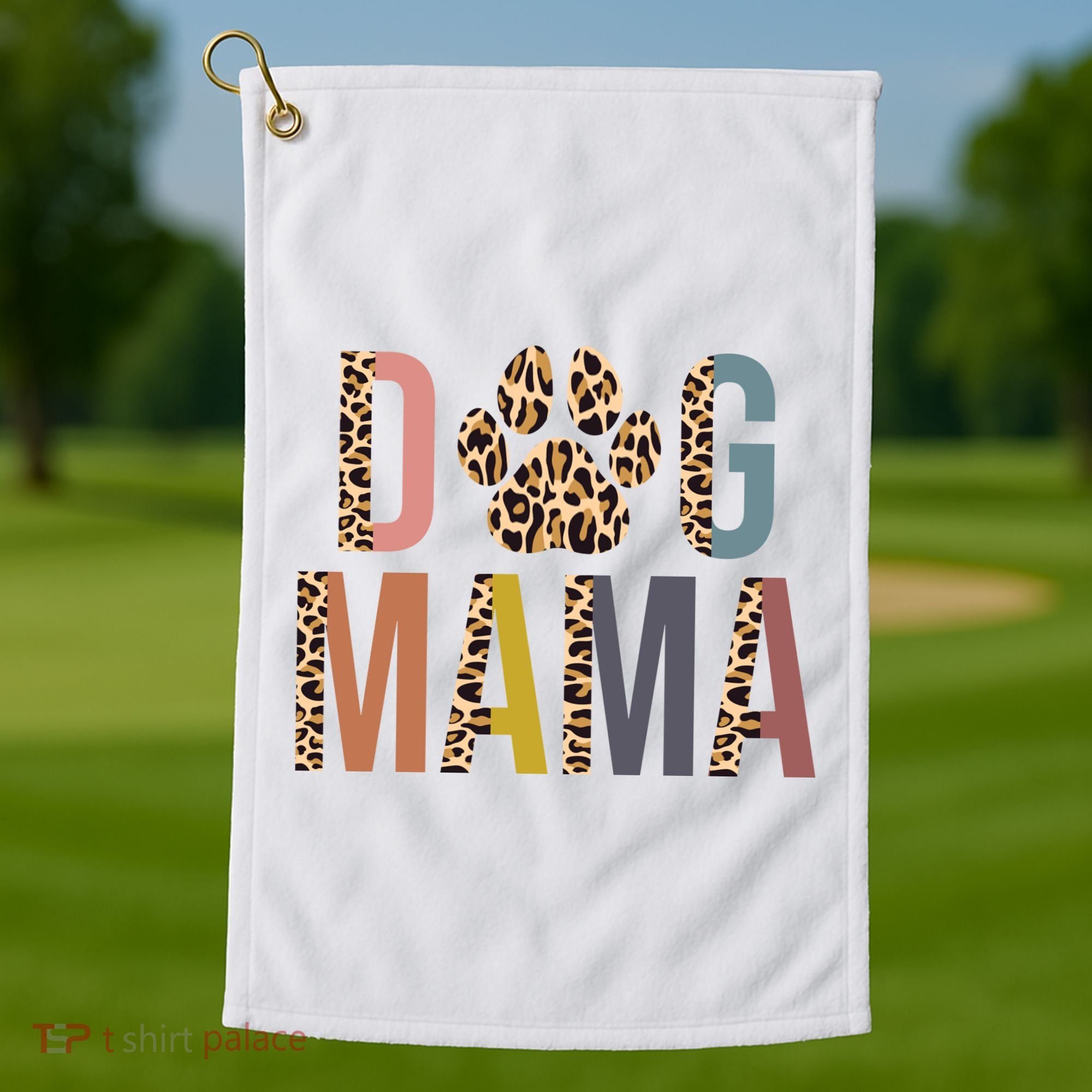 Dog Mama Leopard Paw Print Golf Towel