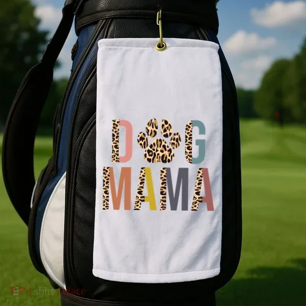 Dog Mama Leopard Paw Print Golf Towel
