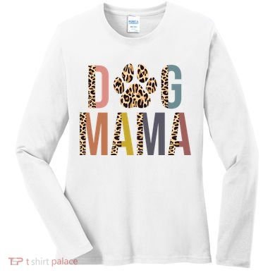 Dog Mama Leopard Paw Print Women's Long Sleeve Shirt