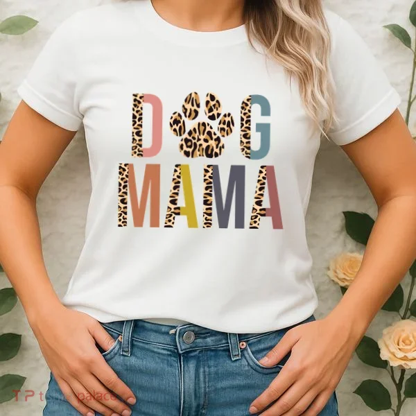 Dog Mama Leopard Paw Print Women's T-Shirt