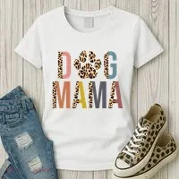 Dog Mama Leopard Paw Print Women's T-Shirt thumb 3