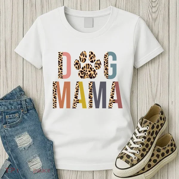 Dog Mama Leopard Paw Print Women's T-Shirt