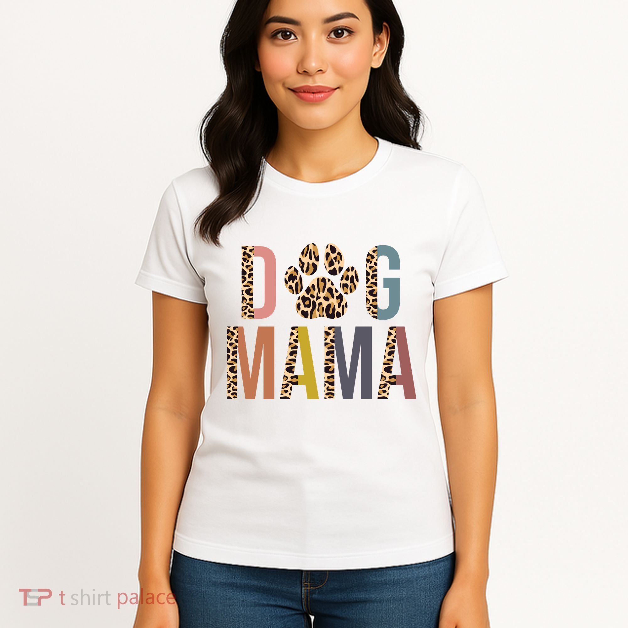Dog Mama Leopard Paw Print Women's T-Shirt