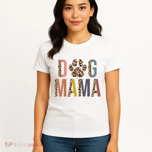 Dog Mama Leopard Paw Print Women's T-Shirt