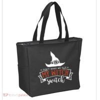 Dont Make Me Flip My Witch Switch Funny Sassy Halloweens Tote Bag thumb 2