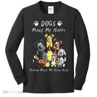 Dogs Make Me Happy Humans Make My Head Hurt Kids Long Sleeve Shirt thumb 0