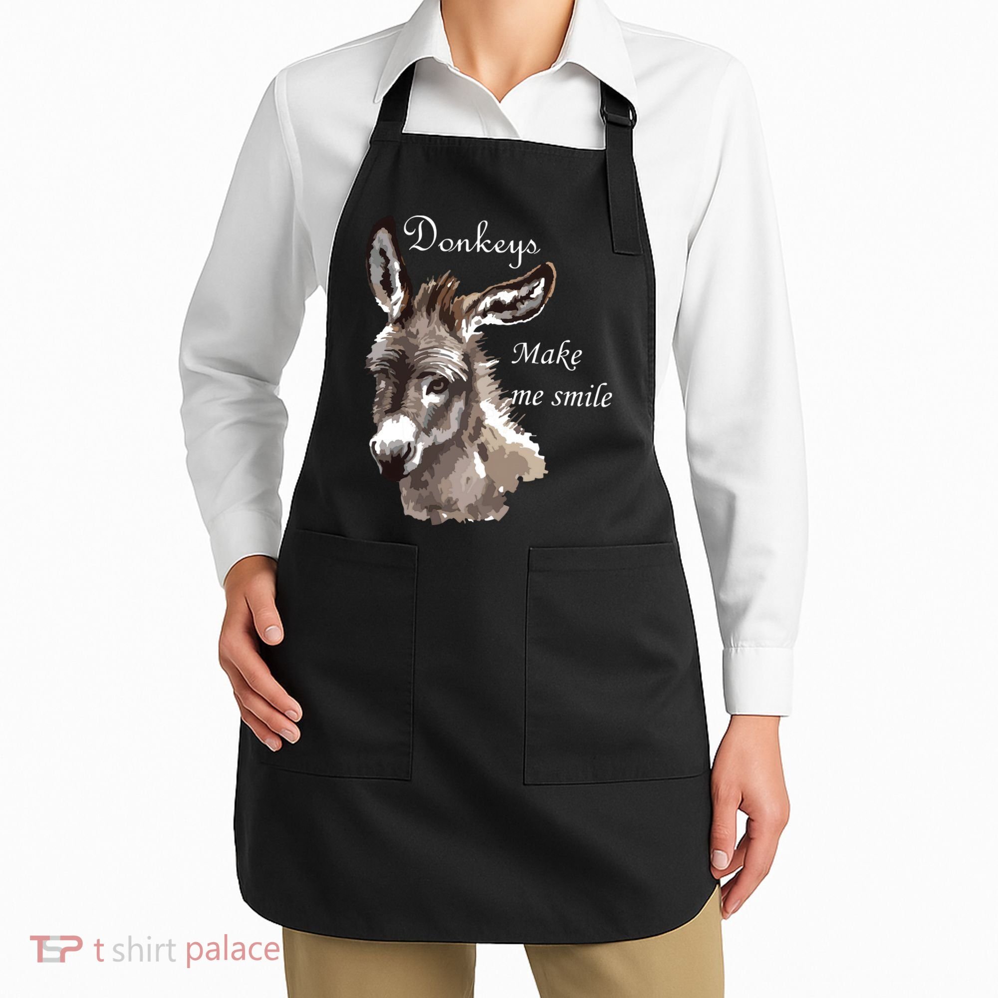 Donkeys Make Me Smile Cute Miniature Donkey Mini Donkey Gift Apron