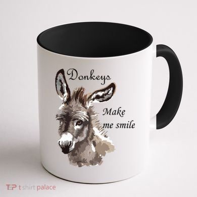 Donkeys Make Me Smile Cute Miniature Donkey Mini Donkey Gift Coffee Mug back
