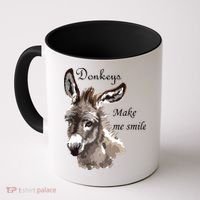Donkeys Make Me Smile Cute Miniature Donkey Mini Donkey Gift Coffee Mug thumb 0