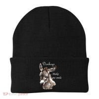 Donkeys Make Me Smile Cute Miniature Donkey Mini Donkey Gift Beanie thumb 0