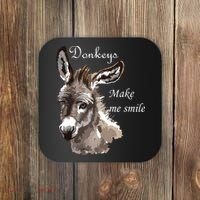 Donkeys Make Me Smile Cute Miniature Donkey Mini Donkey Gift Coaster thumb 0