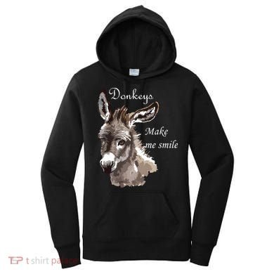 Donkeys Make Me Smile Cute Miniature Donkey Mini Donkey Gift Women's Hoodie