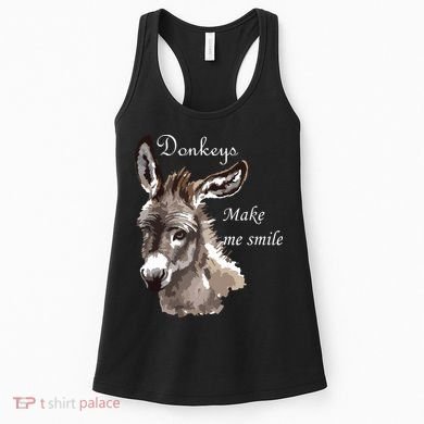 Donkeys Make Me Smile Cute Miniature Donkey Mini Donkey Gift Women's Tank Top