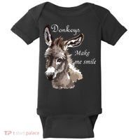 Donkeys Make Me Smile Cute Miniature Donkey Mini Donkey Gift Baby Bodysuit thumb 0