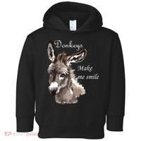 Donkeys Make Me Smile Cute Miniature Donkey Mini Donkey Gift Toddler Hoodie thumb 0