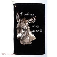 Donkeys Make Me Smile Cute Miniature Donkey Mini Donkey Gift Golf Towel thumb 0