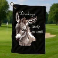 Donkeys Make Me Smile Cute Miniature Donkey Mini Donkey Gift Golf Towel thumb 1