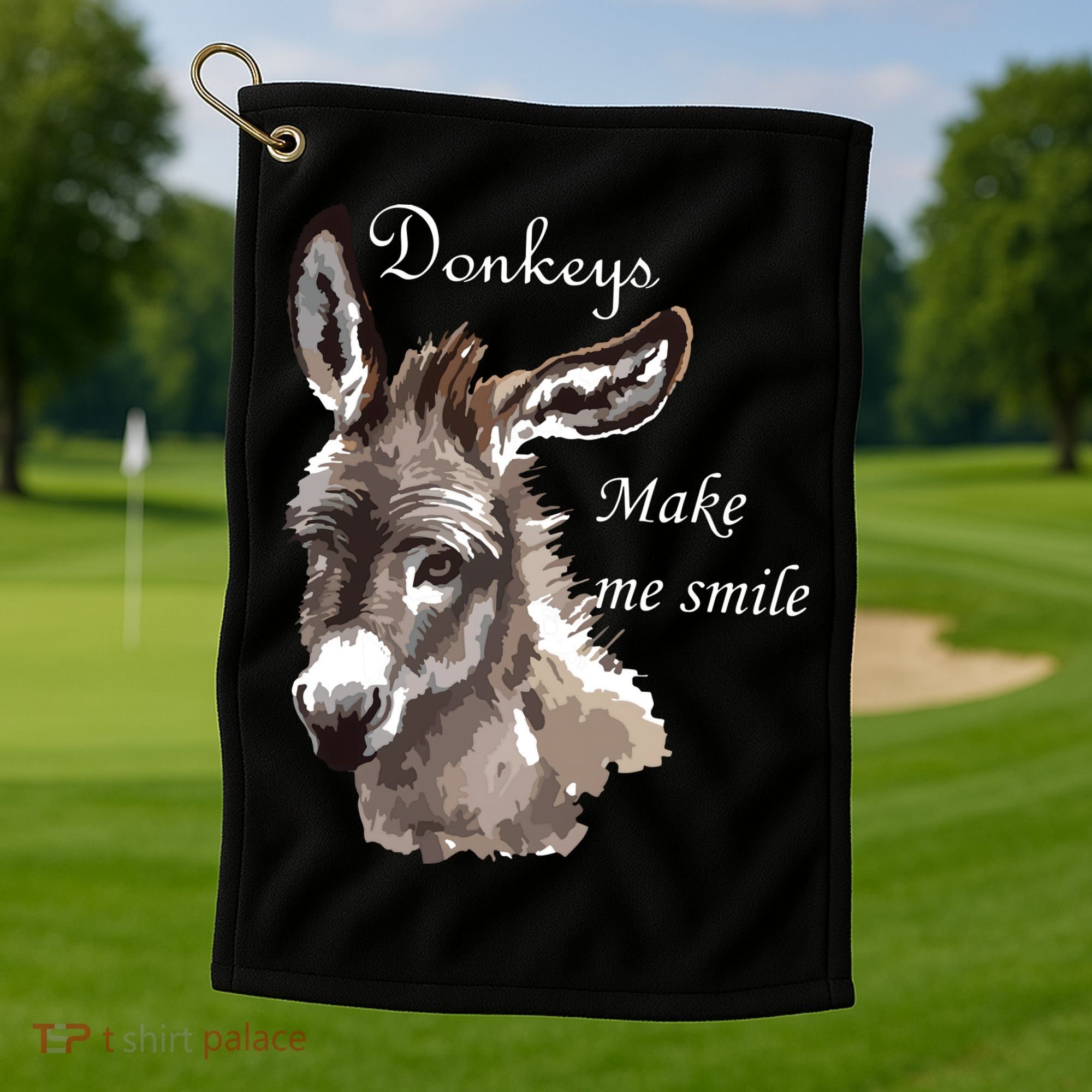 Donkeys Make Me Smile Cute Miniature Donkey Mini Donkey Gift Golf Towel
