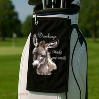 Donkeys Make Me Smile Cute Miniature Donkey Mini Donkey Gift Golf Towel thumb 2