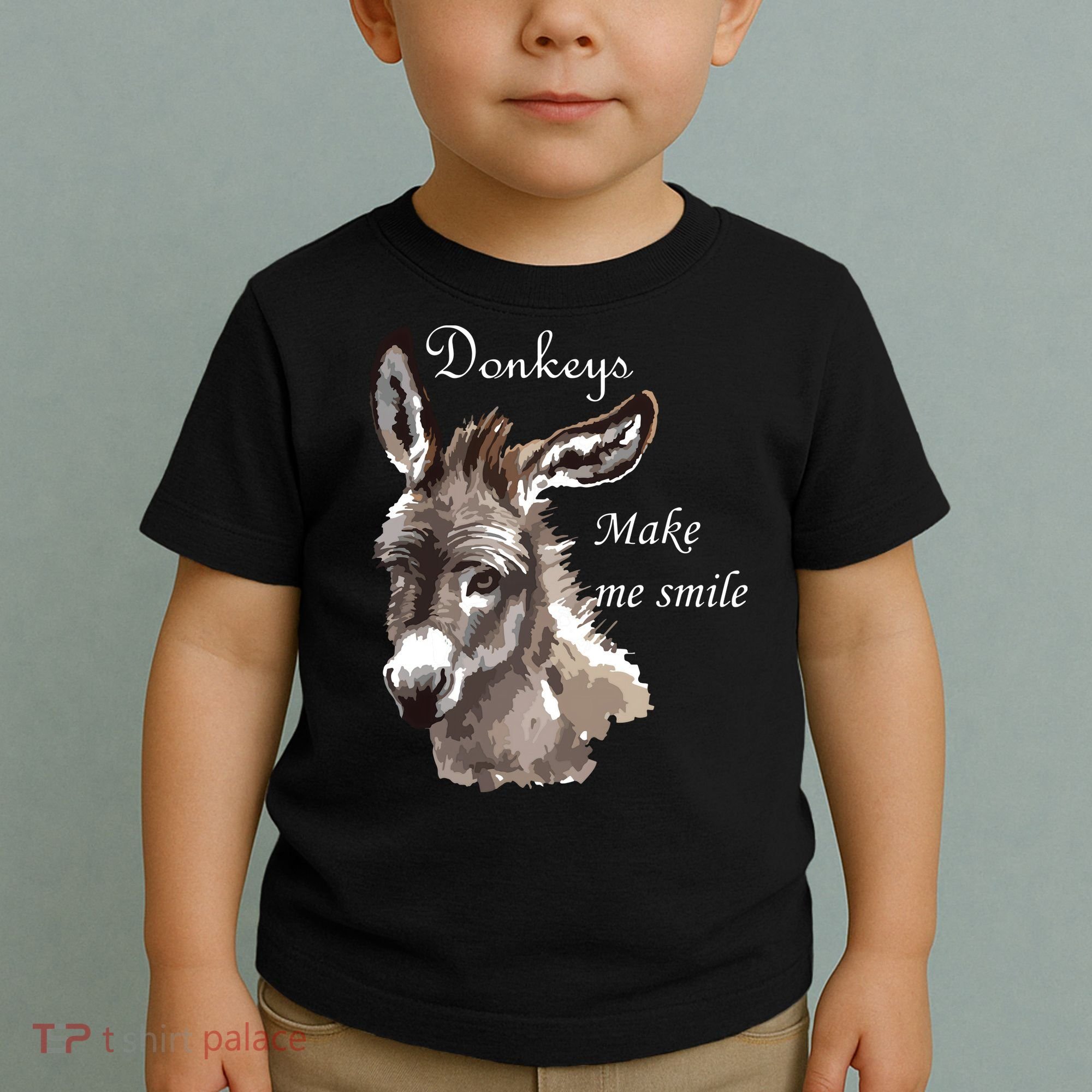 Donkeys Make Me Smile Cute Miniature Donkey Mini Donkey Gift Toddler T-Shirt