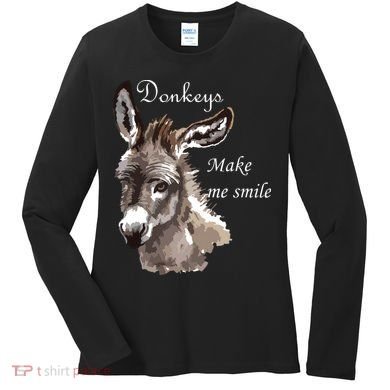 Donkeys Make Me Smile Cute Miniature Donkey Mini Donkey Gift Women's Long Sleeve Shirt
