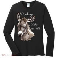 Donkeys Make Me Smile Cute Miniature Donkey Mini Donkey Gift Women's Long Sleeve Shirt thumb 0