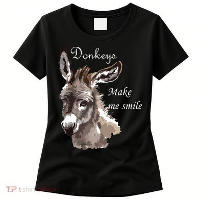 Donkeys Make Me Smile Cute Miniature Donkey Mini Donkey Gift Women's T-Shirt