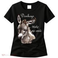 Donkeys Make Me Smile Cute Miniature Donkey Mini Donkey Gift Women's T-Shirt thumb 0