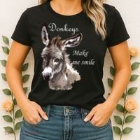 Donkeys Make Me Smile Cute Miniature Donkey Mini Donkey Gift Women's T-Shirt thumb 2