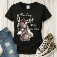 Donkeys Make Me Smile Cute Miniature Donkey Mini Donkey Gift Women's T-Shirt thumb 3