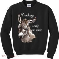 Donkeys Make Me Smile Cute Miniature Donkey Mini Donkey Gift Kids Sweatshirt thumb 0