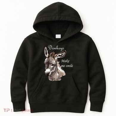 Donkeys Make Me Smile Cute Miniature Donkey Mini Donkey Gift Kids Hoodie